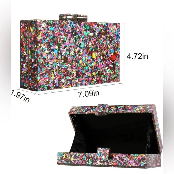 Clutch Hard Shell Bag with chain - Picture 2 of 5